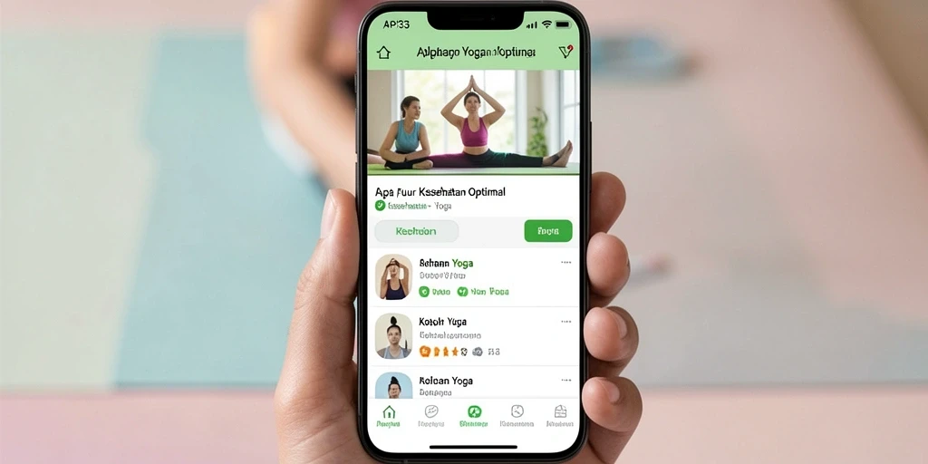Antarmuka API33 menampilkan berbagai latihan yoga yang menarik dan interaktif.