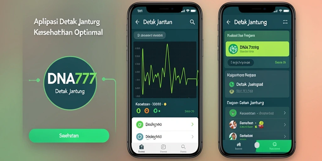 Tampilan antarmuka aplikasi DNA777 untuk pemantauan detak jantung.