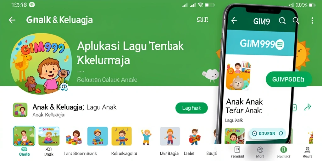 Tampilan antarmuka GIM999 yang ceria dan menarik untuk lagu anak.
