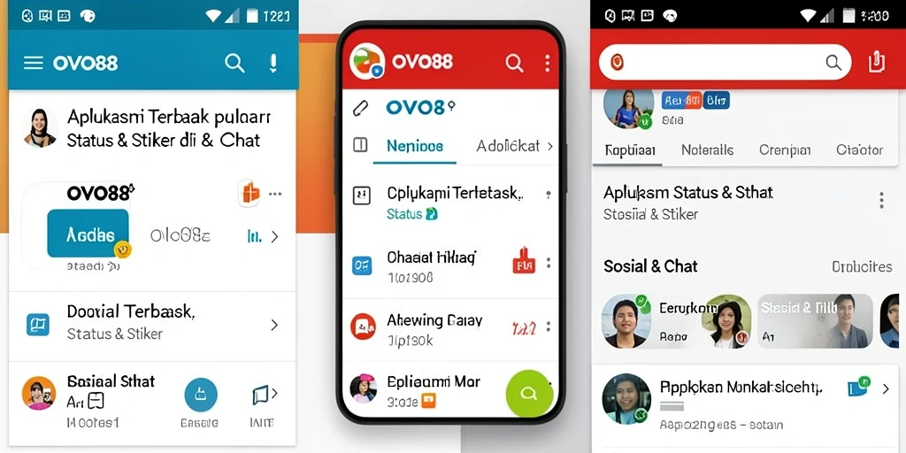 Antarmuka utama OVO88 menampilkan berbagai stiker menarik dan status unik.