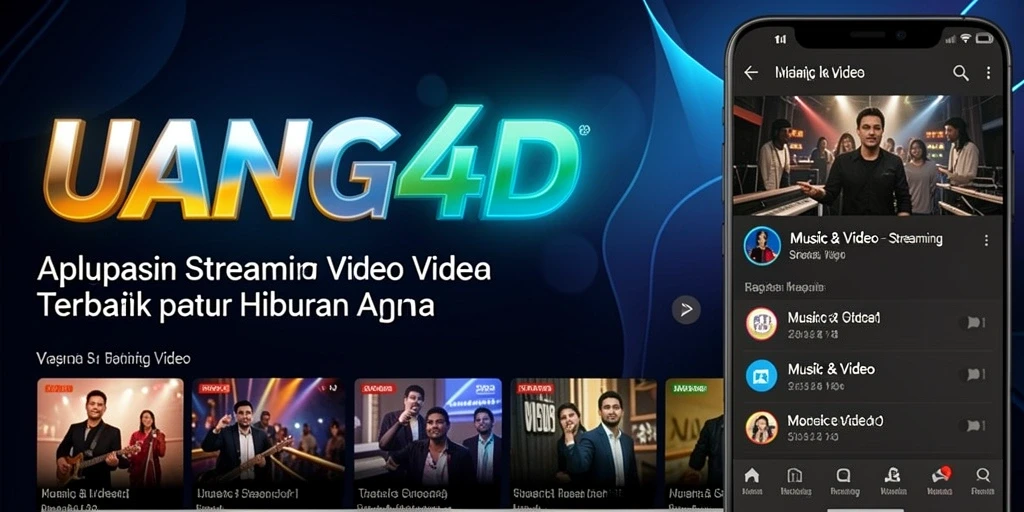 Antarmuka UANG4D menampilkan berbagai opsi video dan musik.